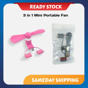 3 in 1 mini usb fan for micro usb, type c & lightning