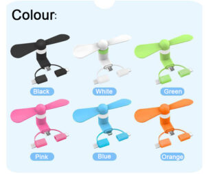3 in 1 mini usb fan for micro usb, type c & lightning