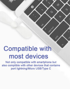 3 in 1 mini usb fan for micro usb, type c & lightning