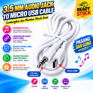 Kabel Male 3.5 mm Audio Jack To Male Micro USB - Kabel sambungan mikrofon untuk karaoke dan siaran langsung